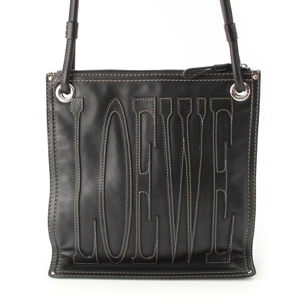 Loewe Leather Anagram Shoulder Bag Black